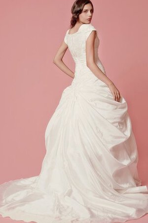 Abito da Sposa A-Line in Taffeta con Ricamo Quadrato moda con Increspature - Foto 4