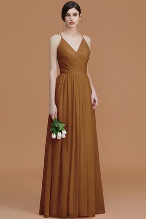 Robe demoiselle d'honneur naturel jusqu'au sol ruché a-ligne de princesse - Photo 9