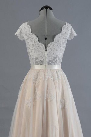 Robe de mariée en tulle avec manche courte ligne a séduisant de col en v - Photo 4