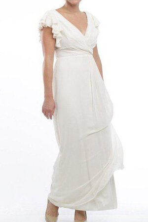 Robe demoiselle d'honneur en chiffon collant v encolure avec sans manches - Photo 3