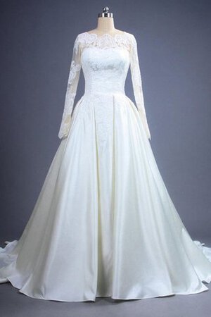 Abito da Sposa con Increspature in Raso conservatore A-Line Elegante in Pizzo - Foto 1