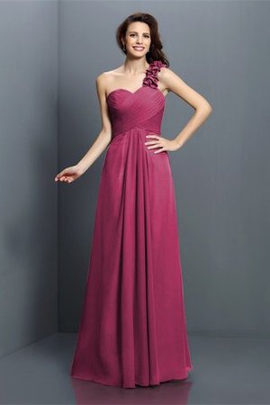 Robe demoiselle d'honneur longue avec chiffon avec fleurs ligne a manche nulle - Photo 5