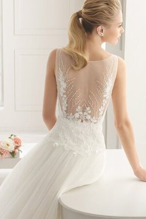 Robe de mariée plissé luxueux avec fleurs broder col en bateau - Photo 3