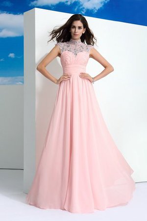 Robe de bal longue avec perle avec chiffon jusqu'au sol avec sans manches - Photo 1