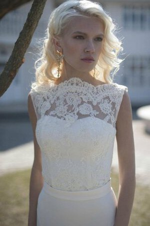 Abito da Sposa al ginocchio Naturale con Manica Corte Senza Maniche in Chiffon con Perline - Foto 2