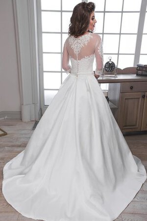 Abito da Sposa con Tre Quarti Lunghezza Maniche A Terra con Applique Tondo con Piega Elegante - Foto 4