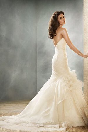 Robe de mariée naturel asymétrique avec fronce manche nulle dos nu - Photo 4