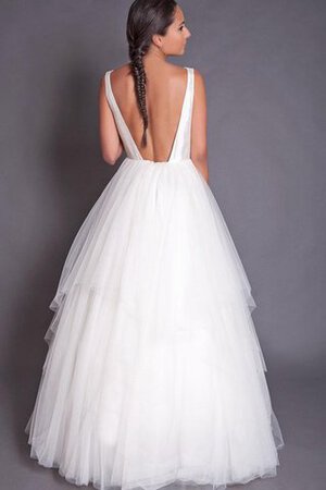 Abito da Sposa Senza Maniche sexy con Seghettato A Terra A-Line in Tulle - Foto 3