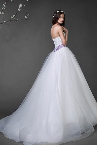 Abito da Sposa Senza Maniche radiosa in Tulle Lungo Allacciato con Fiore - Foto 2