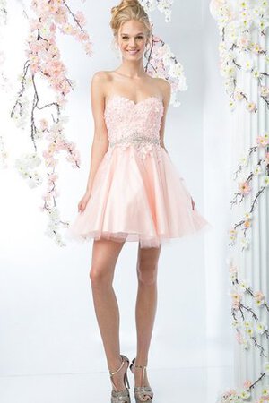 Robe de graduation romantique simple courte en satin en tulle - Photo 3