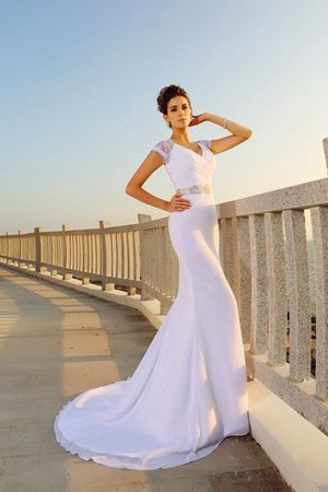 Abito da Sposa con Perline Elegante a Spiaggia Senza Maniche in Chiffon - Foto 1