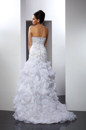 Abito da Sposa in Organza Sirena Elegante Senza Maniche Cuore - Foto 2