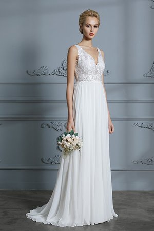 A-Line Spitze V-Ausschnitt Unverwechselbar Brautkleid mit Natürlicher Taille - Bild 4