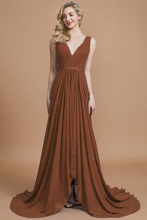 Robe demoiselle d'honneur de princesse avec chiffon de col en v ligne a manche nulle - Photo 9