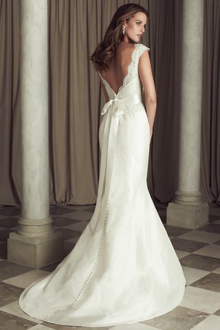 Robe de mariée luxueux romantique sans dos branle avec sans manches - Photo 2