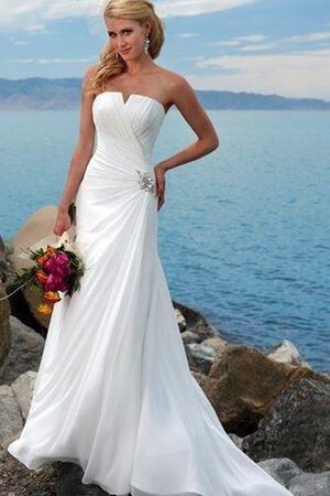 Robe de mariée femme branché de bustier avec sans manches avec chiffon a plage - Photo 1