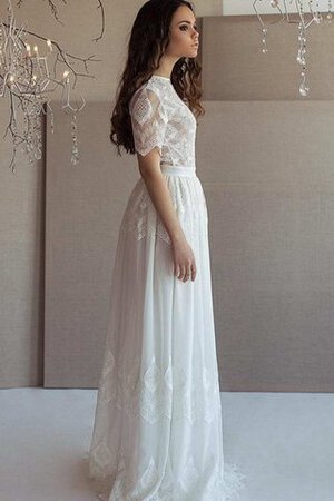 Abito da Sposa con Manica Corte in pizzo Lupetto Barchetta in Chiffon A-Line - Foto 6