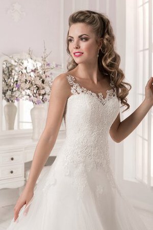 Abito da Sposa con Applique Senza Maniche largo A Terra A-Line Coda A Strascico Corto - Foto 2