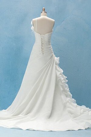 Robe de mariée romantique de lotus sans ceinture ligne a d'épaule asymétrique - Photo 2