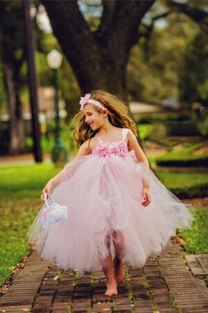 Abito da Cerimonia Bambini in Tulle con Nastro con Fusciacca con Piega Ball Gown alta vita - Foto 1