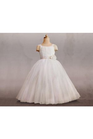 Robe de cortège enfant naturel plissé avec nœud de mode de bal en tulle - Photo 2