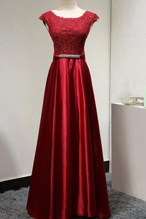 Robe demoiselle d'honneur romantique avec manche courte col u profond avec ruban - Photo 1