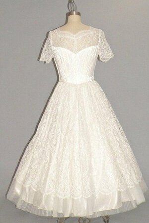 Robe de mariée festonné femme branché humble avec manche courte avec broderie - Photo 4