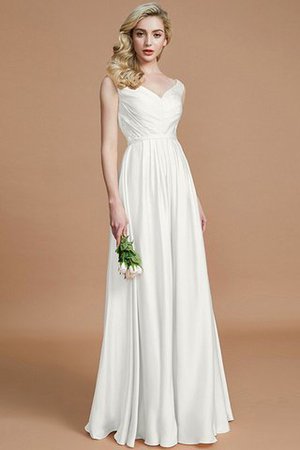 Ärmelloses A Linie Chiffon Normale Taille V-Ausschnitt Brautjungfernkleid - Bild 21