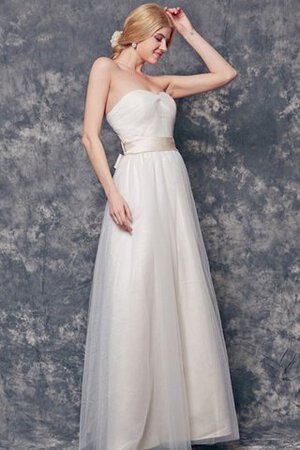 Gerüschtes Reißverschluss Elegantes bodenlanges Brautjungfernkleid mit Schleife mit Gürtel - Bild 4