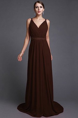 Robe demoiselle d'honneur longue de lotus avec chiffon fermeutre eclair manche nulle - Photo 5