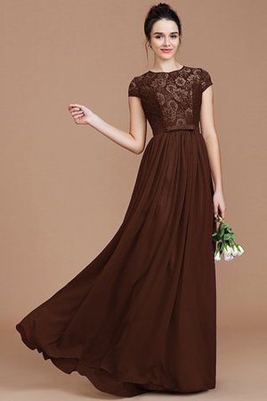 Robe demoiselle d'honneur naturel en chiffon a-ligne avec zip longueur au ras du sol - Photo 13