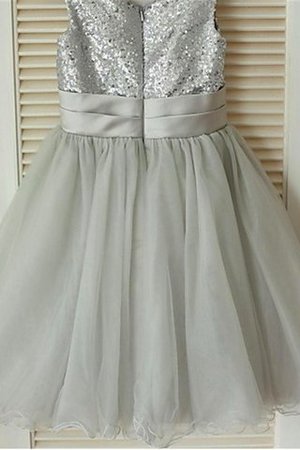 Robe de cortège enfant avec fleurs en tulle manche nulle a-ligne de princesse - Photo 3