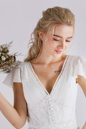 Abito da sposa v-scollo con increspature con bottone unico seducente a sala - Foto 3