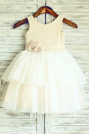 Robe de cortège enfant naturel manche nulle en tulle de princesse longueur mollet - Photo 1