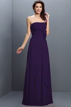 Robe demoiselle d'honneur longue de bustier avec zip avec fleurs en chiffon - Photo 13