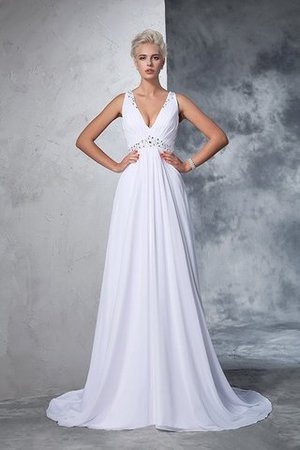 Robe de mariée classique luxueux en chiffon manche nulle de princesse - Photo 3