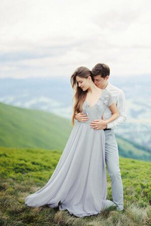 Abito da Sposa con Fiore classico con Piega con Manica Corte Formale E Informale V-Scollo - Foto 3