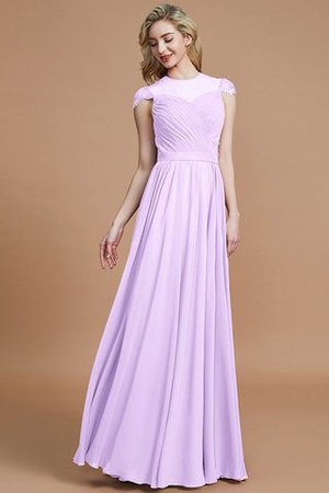 Robe demoiselle d'honneur naturel avec chiffon ligne a de princesse jusqu'au sol - Photo 24