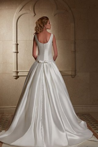 Robe de mariée boutonné a-ligne de traîne moyenne en satin longueur au ras du sol - Photo 2