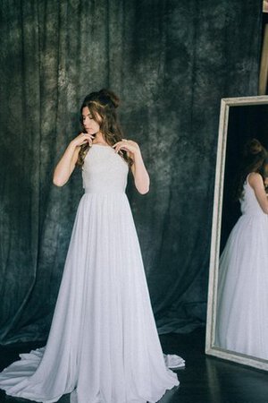 Robe de mariée facile luxueux de col bateau avec chiffon manche nulle - Photo 1