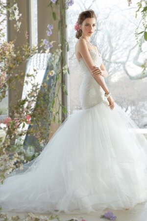 Robe de mariée avec gradins décolleté dans le dos de col en cœur pendant textile en tulle - Photo 1