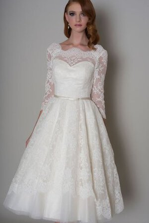 Abito da Sposa A-Line Barchetta al ginocchio in Tulle Vintage sogno - Foto 1