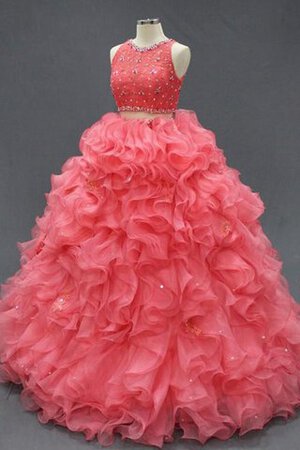 Robe de quinceanera textile en tulle avec perle en satin col en forme de cœur en organza - Photo 1