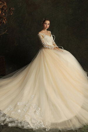 Robe de mariée textile en tulle en satin avec manche longue voyant longue - Photo 3