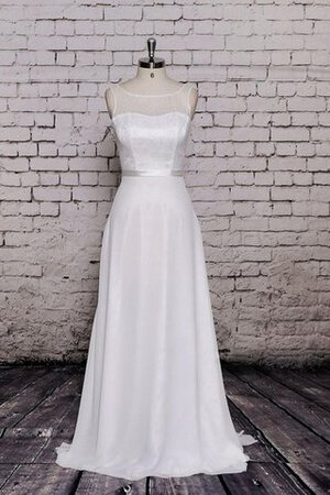 Abito da Sposa in Chiffon A-Line A Terra Senza Maniche con Fusciacca largo - Foto 1