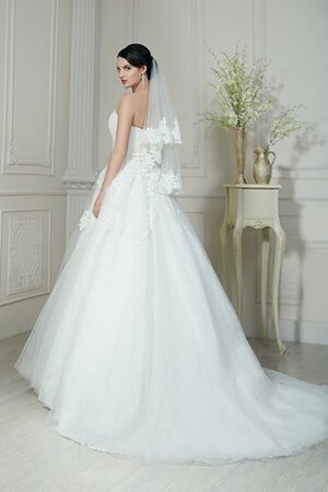 Abito da Sposa A-Line Semplice in Organza con Applique Senza Maniche Coda A Strascico Corto - Foto 3