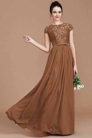 Robe demoiselle d'honneur naturel en chiffon a-ligne avec zip longueur au ras du sol - Photo 10