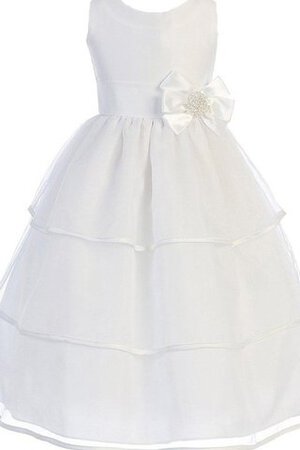 Robe de cortège enfant avec gradins avec zip a-ligne avec nœud de tour de ceinture en haute - Photo 1