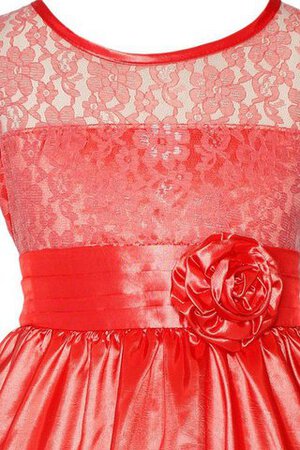 Abito da Cerimonia Bambini in Taffeta Ball Gown Naturale con Fiore con Applique Cappellino - Foto 4