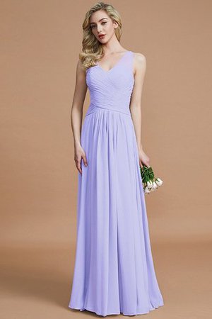 Prinzessin Normale Taille Bodenlanges Brautjungfernkleid aus Chiffon mit V-Ausschnitt - Bild 22